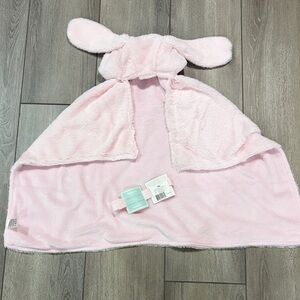 New Pink Hooded Baby Blanket with Ears
